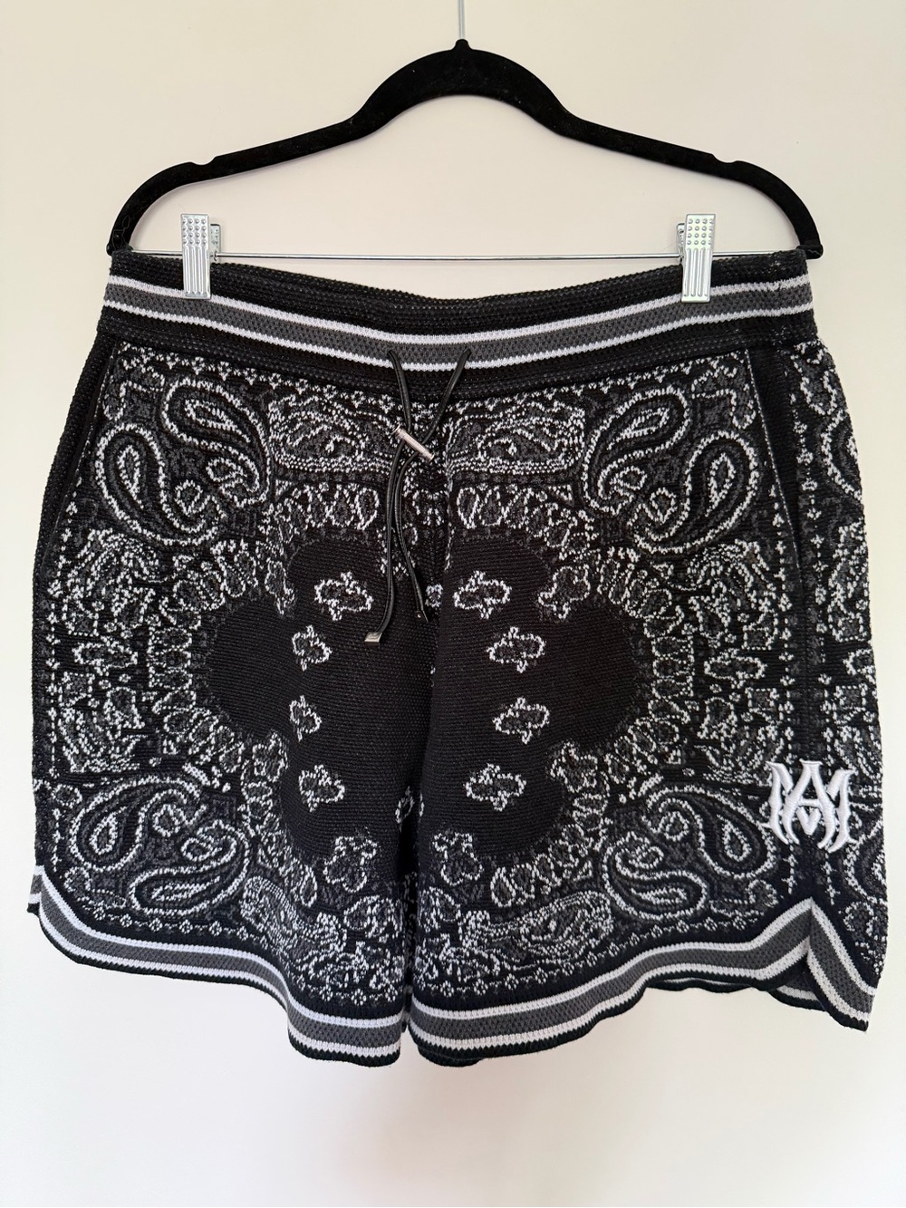 Amiri Black Paisley Knit Drawstring Shorts